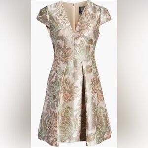 Vince Camuto Metallic Jacquard Fit and Flare Dress